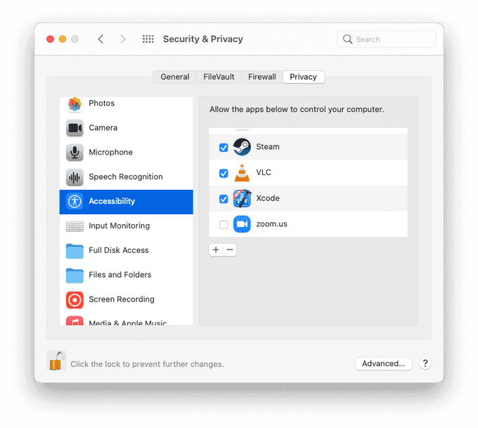 Accessibility permissions