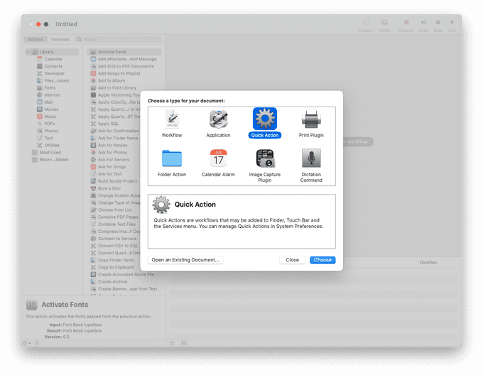 Create an Automator Quick Action